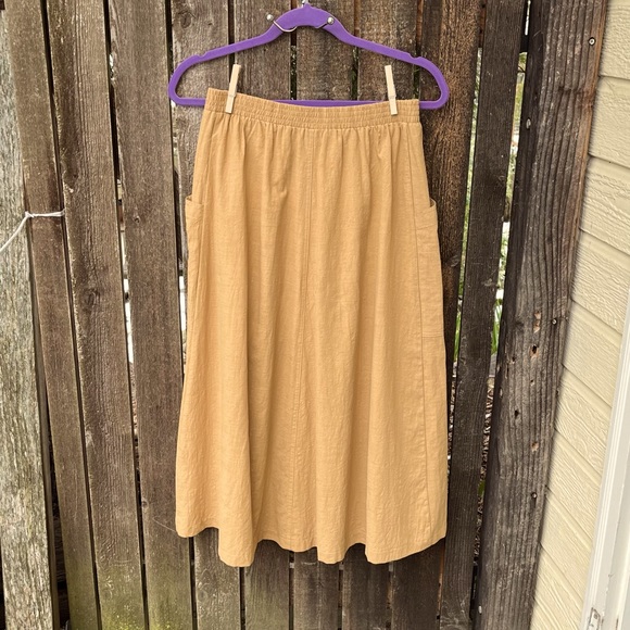 Easel Crinkle Cotton Full Button Down Skirt With Pockets NWOT Sz S - Picture 2 of 11